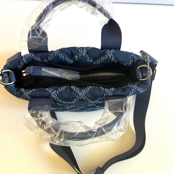 Kurt Geiger NWT, Denim Navy Blue, Quilted Tote Bag, Crossbody - Picture 5 of 15